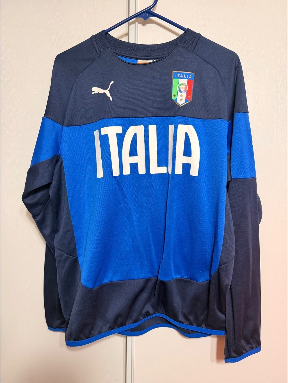 Puma FIGC Italy Italia Soccer Crewneck Sweatshirt Blue Men’s Large L